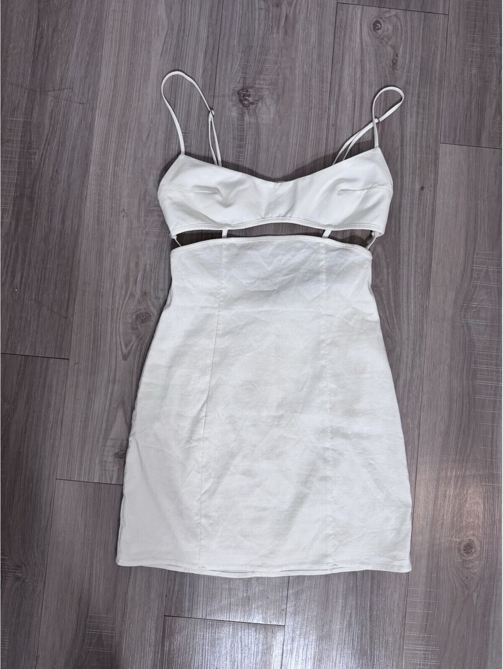 Zara Ivory Cut Out Mini Dress Size S NWT Strappy Bodycon Cocktail Party Dress